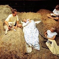 Rough-and-ready family accommodation in "hay hotels"